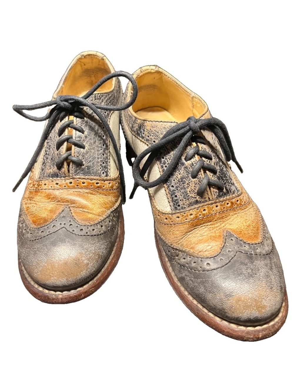 Bed Stu Distressed Lita Oxford Teak, Nectar, Black, 7.5